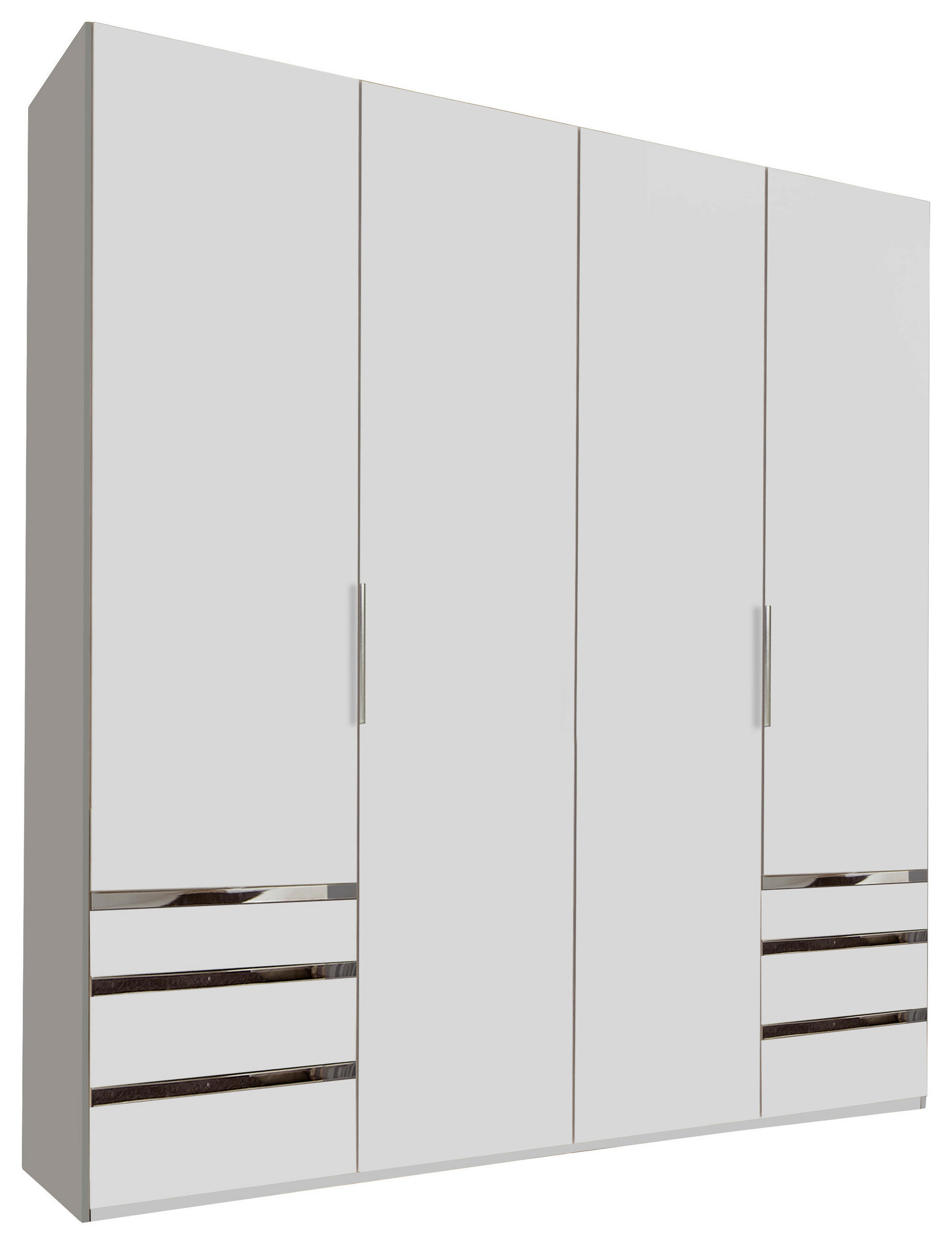 DREHTÜRENSCHRANK 200/216/58 cm 4-türig Weiß  - Chromfarben/Weiß, MODERN, Holzwerkstoff/Kunststoff (200/216/58cm) - MID.YOU