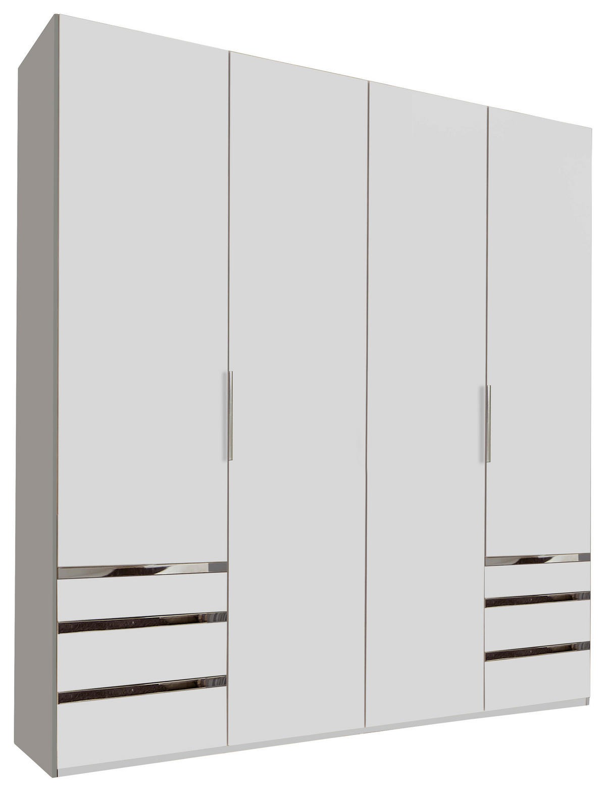 DREHTÜRENSCHRANK 200/216/58 cm 4-türig Weiß  - Chromfarben/Weiß, MODERN, Holzwerkstoff/Kunststoff (200/216/58cm) - MID.YOU