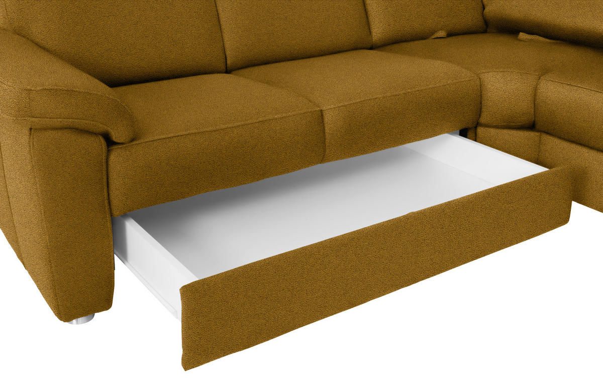 WOHNLANDSCHAFT Braun, Grün Flachgewebe  - Chromfarben/Braun, KONVENTIONELL, Textil/Metall (240/330/163cm) - Beldomo System