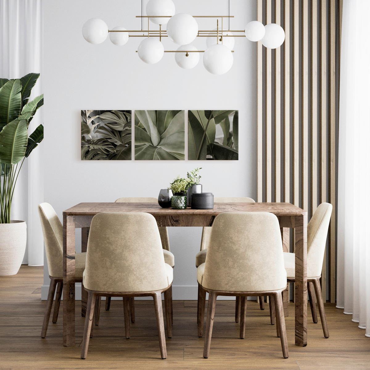 BILDERSET - Grün, Basics, Holz/Textil (3x32/32cm)