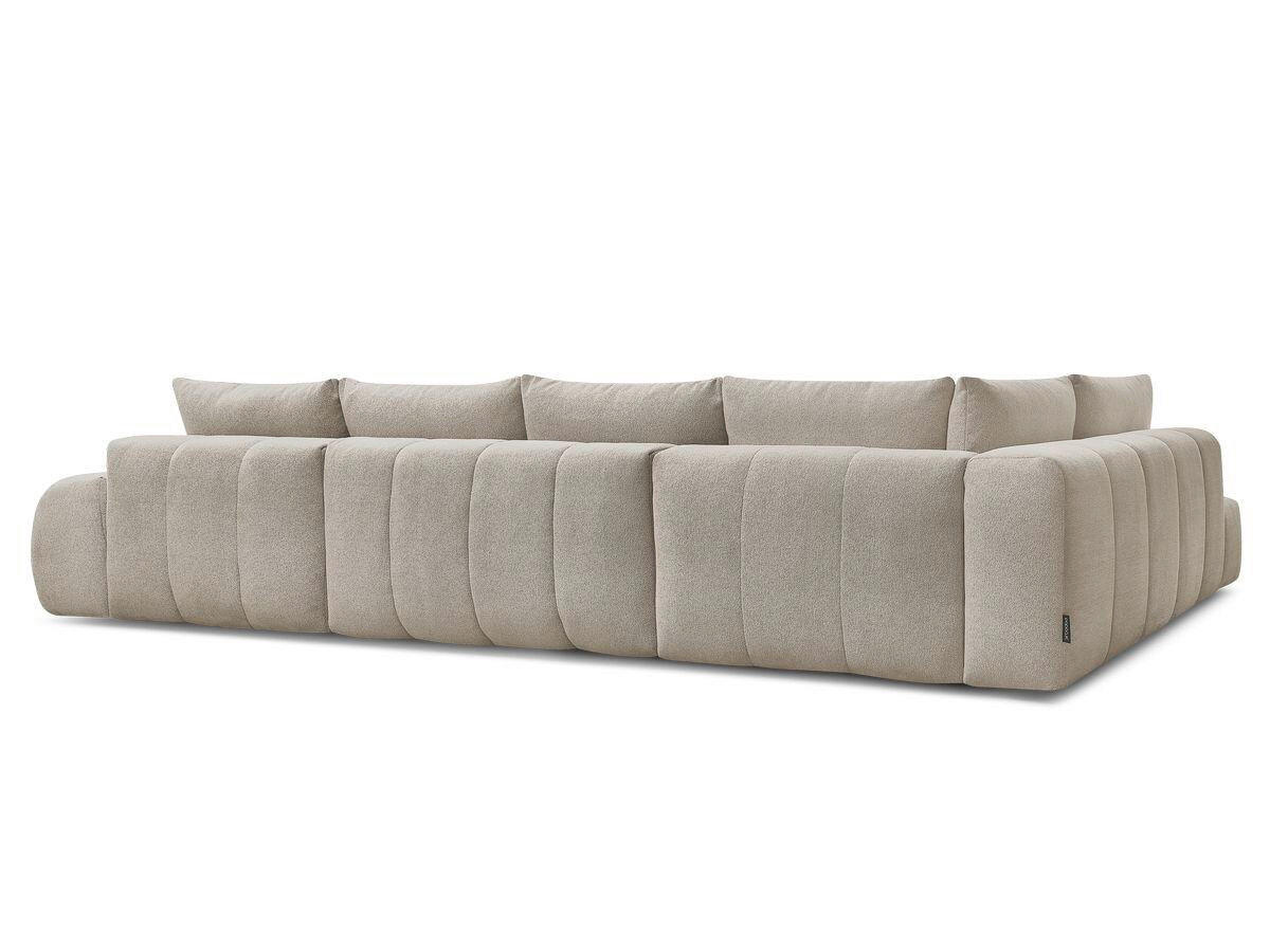 ECKSCHLAFSOFA EVEREST  mit Rücken echt, Armteil links, Armteil rechts Flachgewebe Taupe  - Taupe/Schwarz, MODERN, Kunststoff/Textil (212/423/198cm)