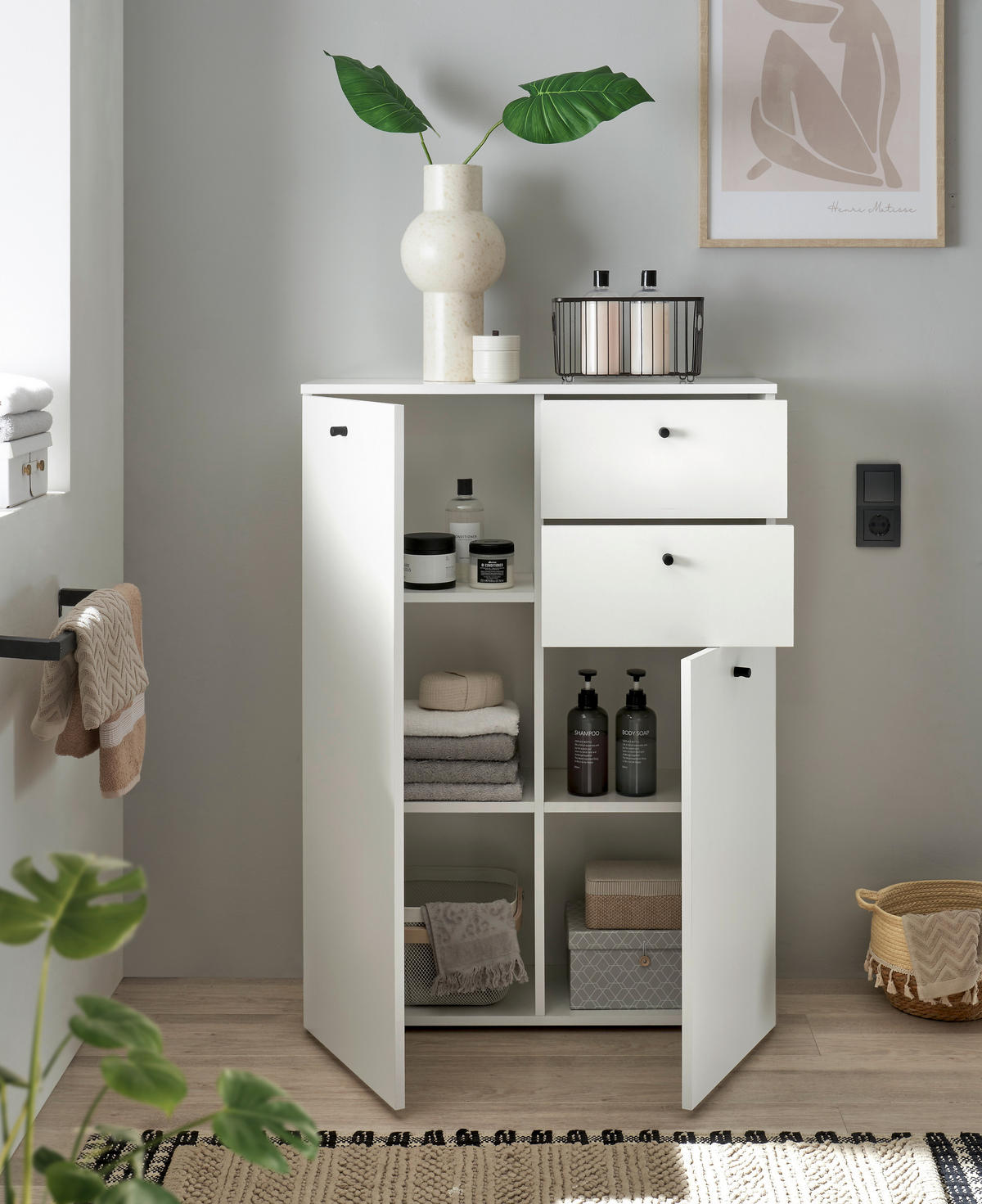MIDISCHRANK 80/110/30 cm  - Weiss/Schwarz, Modern, Holzwerkstoff/Kunststoff (80/110/30cm) - MID.YOU