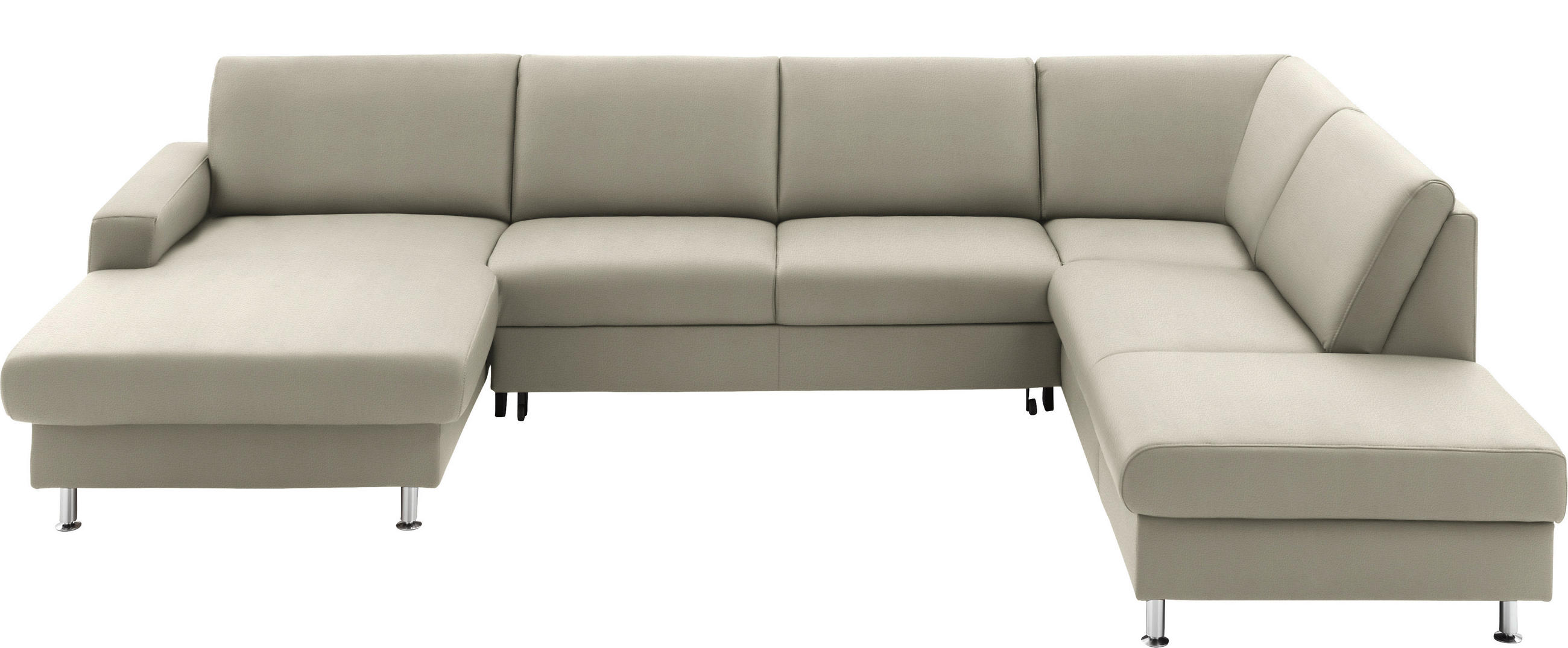 WOHNLANDSCHAFT in Echtleder Platinfarben  - Platinfarben/Alufarben, Design, Leder/Metall (165/339/233cm) - Beldomo Premium