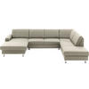 WOHNLANDSCHAFT in Echtleder Platinfarben  - Platinfarben/Alufarben, Design, Leder/Metall (165/339/233cm) - Beldomo Premium