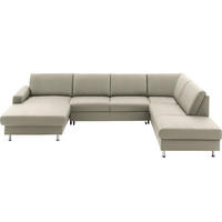 WOHNLANDSCHAFT in Echtleder Platinfarben  - Platinfarben/Alufarben, Design, Leder/Metall (165/339/233cm) - Beldomo Premium