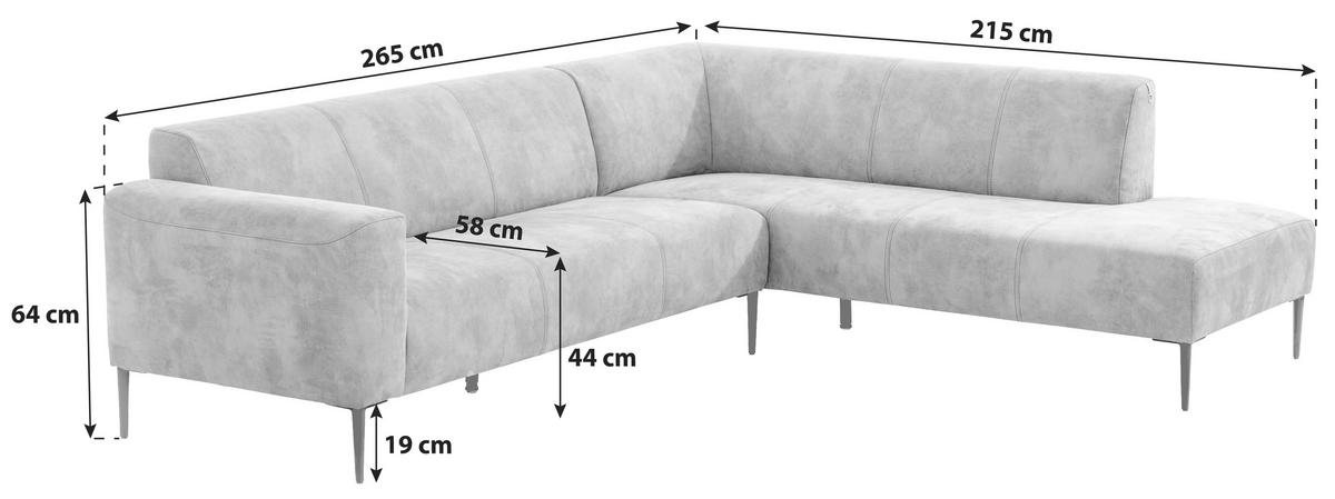 ECKSOFA Nobility Schwarz Mikrofaser  - Schwarz, MODERN, Textil/Metall (265/215cm) - W.Schillig