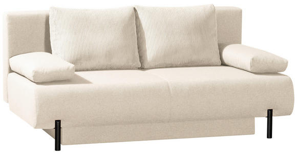 SCHLAFSOFA Webstoff Naturfarben - Schwarz/Naturfarben, KONVENTIONELL, Textil/Metall (197/88/89cm) - Novel