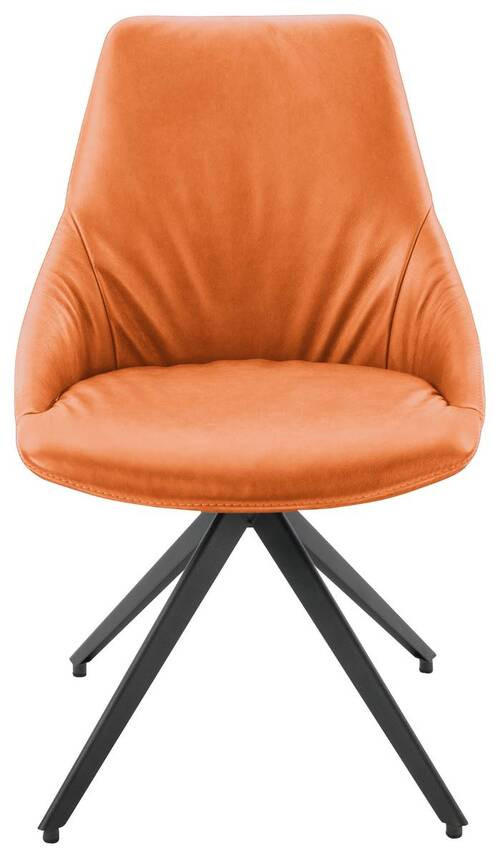 STUHL Echtleder Anthrazit, Dunkelorange  - Anthrazit/Dunkelorange, Design, Leder/Metall (55/87/62cm) - Bert Plantagie