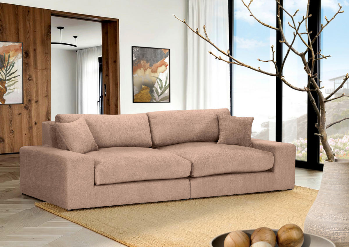 BIGSOFA Struktur, Bouclé Rotbraun  - Rotbraun/Greige, MODERN, Kunststoff/Textil (240/76/125cm) - Landscape