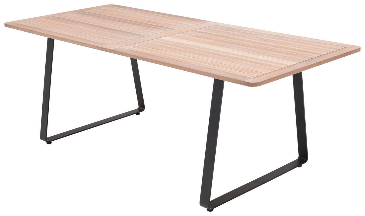 GARTENTISCH 208/89/74 cm Metall rechteckig  - Schwarz/Teakfarben, Design, Holz/Metall (208/89/74cm) - Ambia Garden