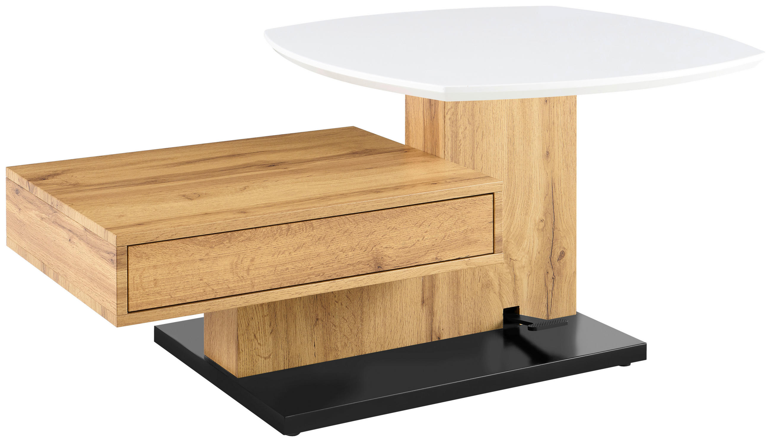 COUCHTISCH 110/70/47.5-66.5 cm quadratisch Schwarz, Weiß, Eichefarben  - Eichefarben/Schwarz, Design, Holzwerkstoff/Metall (110/70/47.5-66.5cm) - MID.YOU