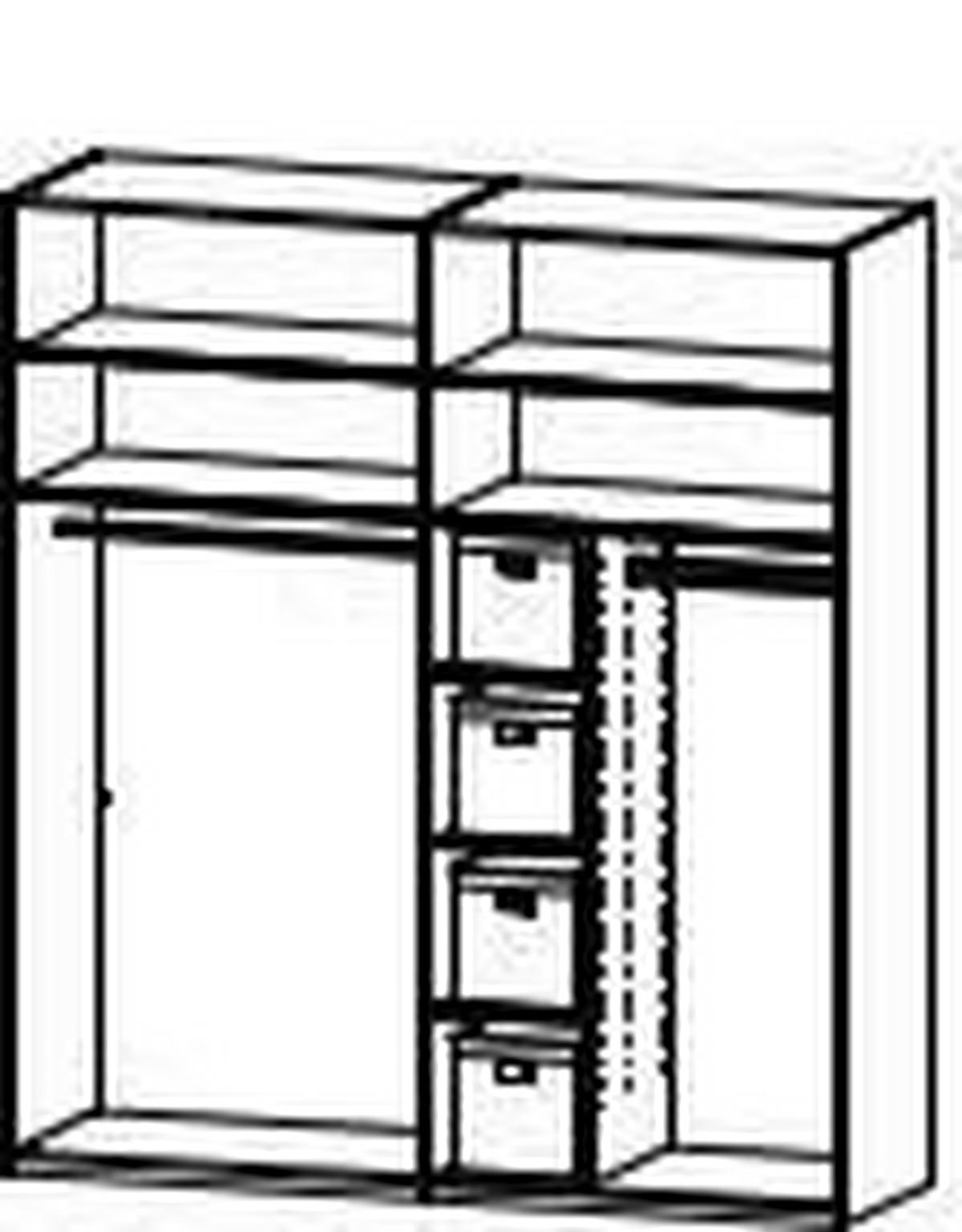 DREHTÜRENSCHRANK  in Graphitfarben  - Chromfarben/Graphitfarben, Design, Holzwerkstoff/Metall (201/223/60cm) - home24