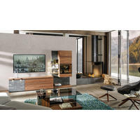 WOHNWAND  Nussbaumfarben 288,2/179,5/42,8 cm  - Nussbaumfarben, Design, Glas/Holz (288,2/179,5/42,8cm) - Voglauer