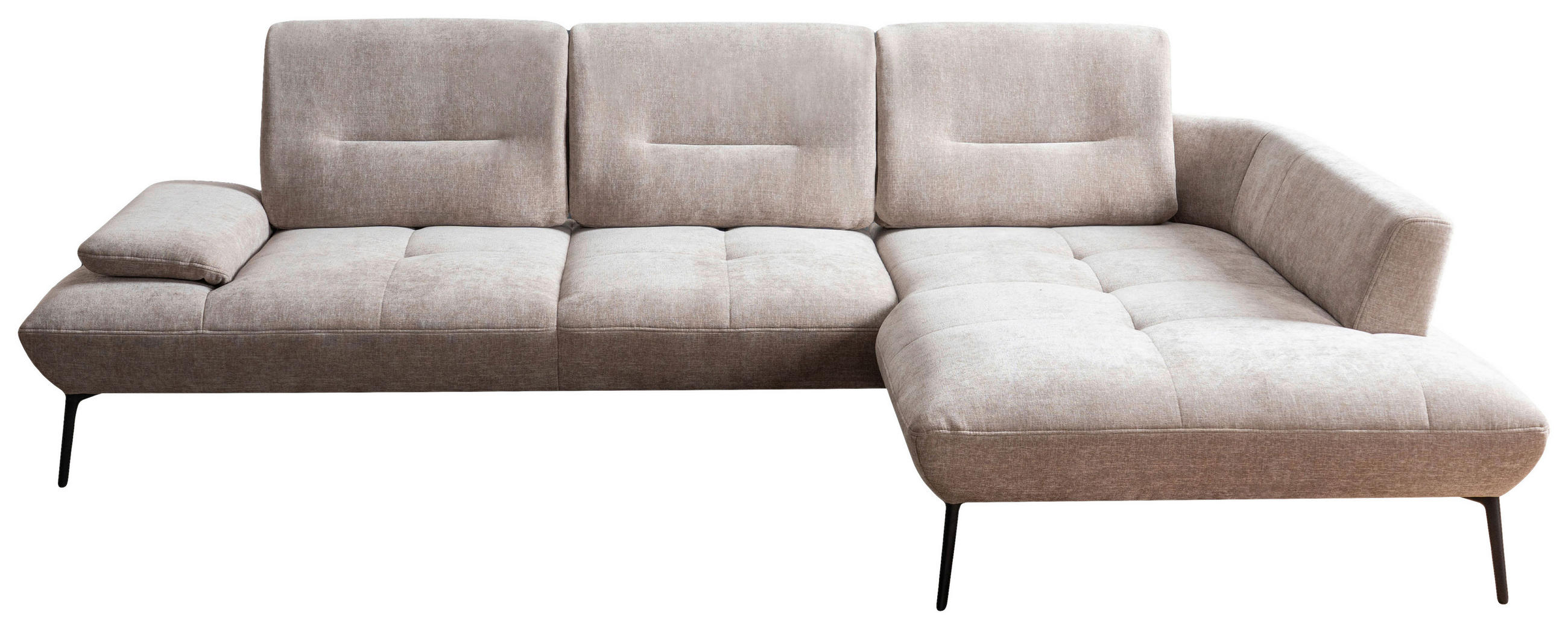 ECKSOFA  in Chenille Taupe  320/190 cm  - Taupe/Schwarz, Design, Textil/Metall (320/190cm) - Moderano