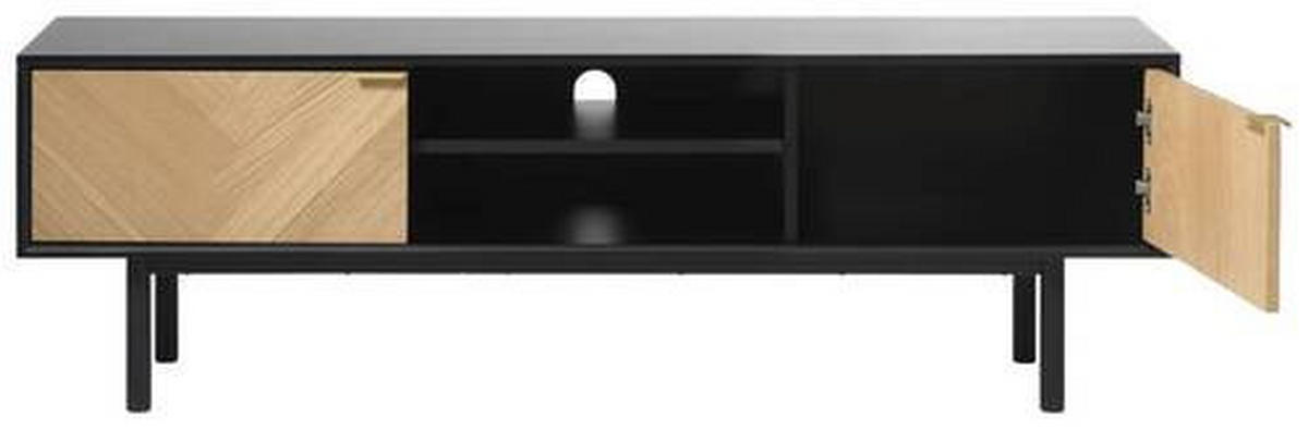 LOWBOARD Schwarz, Eichefarben  160/50/43 cm  - Eichefarben/Goldfarben, Design, Holzwerkstoff/Metall (160/50/43cm) - Novel