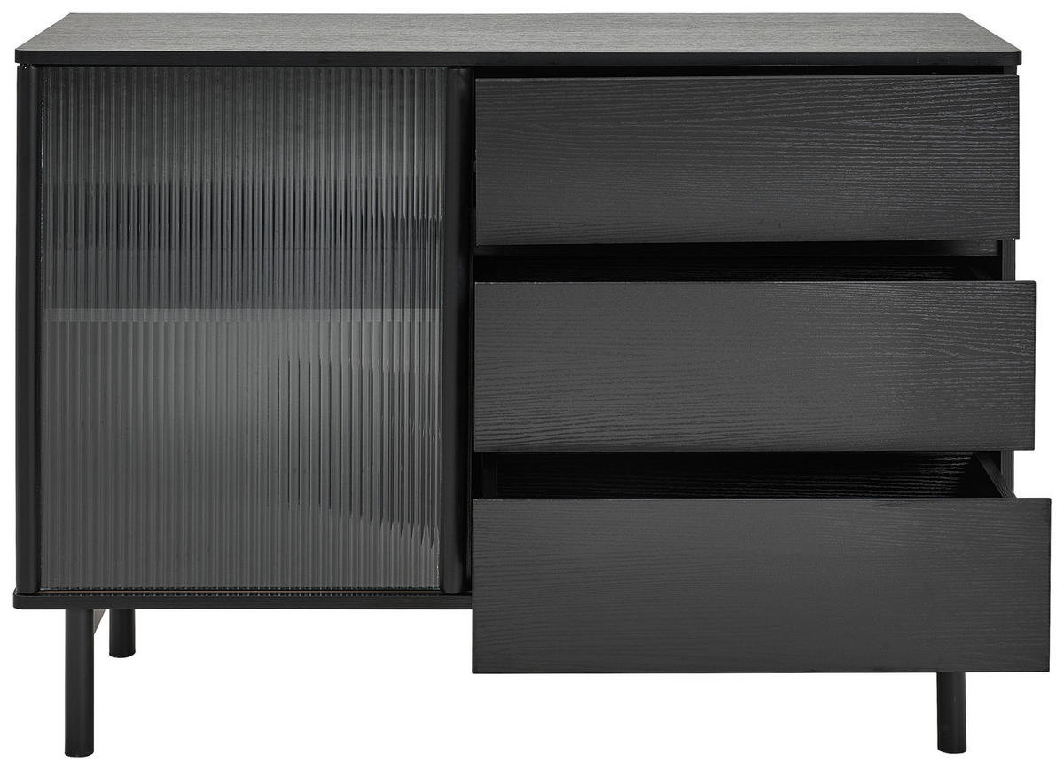 SIDEBOARD  in 111/79/40 cm  - Klar/Schwarz, Design, Glas/Holz (111/79/40cm) - MID.YOU