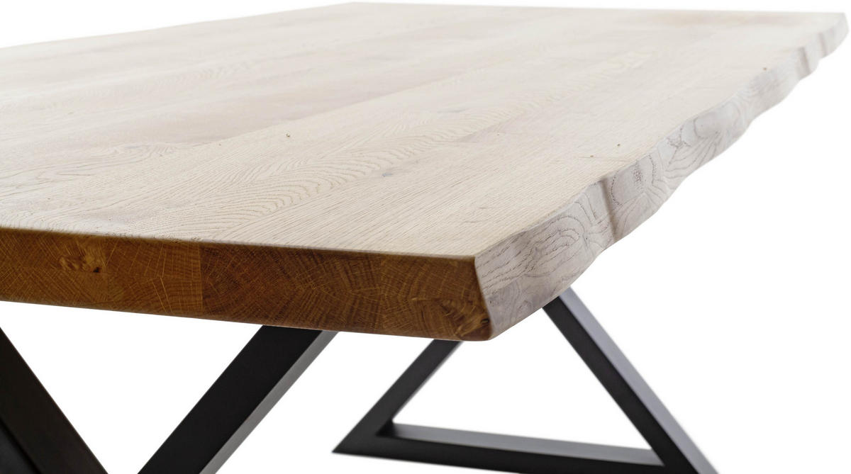ESSTISCH in Holz 200/100/76 cm  - Wildeiche/Schwarz, Konventionell, Holz/Metall (200/100/76cm) - Valdera
