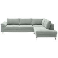 ECKSOFA Hellgrau Velours Rückenkissen, Rücken echt  - Chromfarben/Hellgrau, Design, Textil/Metall (281/200cm) - Hom`in