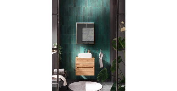 SPIEGELSCHRANK 60/70/20 cm  - Eichefarben/Schwarz, KONVENTIONELL, Glas/Holz (60/70/20cm) - Linea Natura