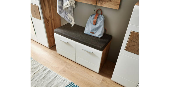 GARDEROBENBANK  in 80/48/37 cm  - Eichefarben/Silberfarben, KONVENTIONELL, Holzwerkstoff/Kunststoff (80/48/37cm) - Voleo