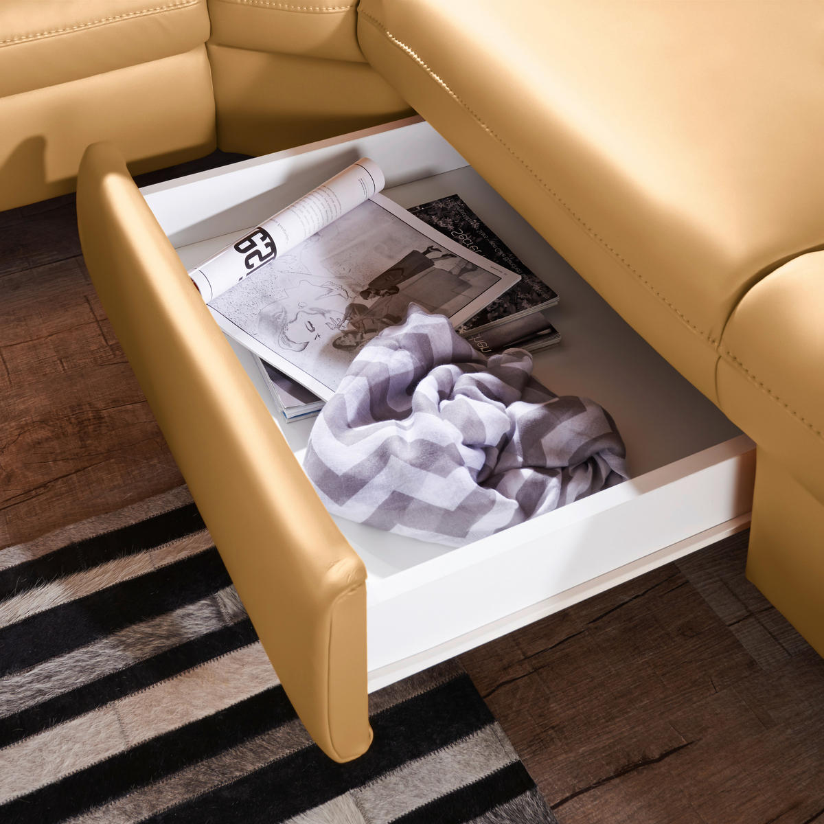 ECKSOFA in Echtleder Cognac  271/239 cm  - Cognac/Alufarben, Design, Leder/Metall (271/239cm) - Cantus