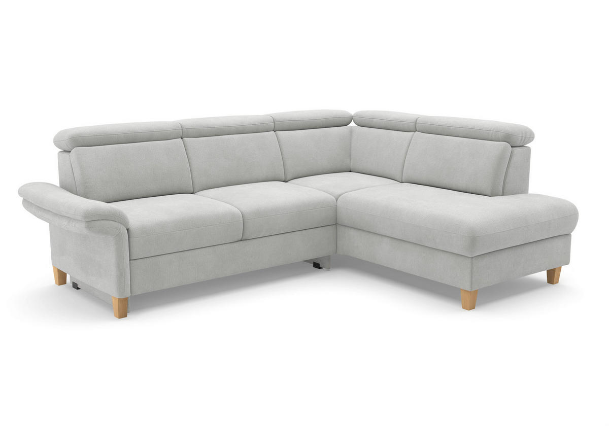 ECKSOFA GLENDALE E Silberfarben Flachgewebe  - Eichefarben/Silberfarben, KONVENTIONELL, Holz/Textil (247/193cm) - Sit & More