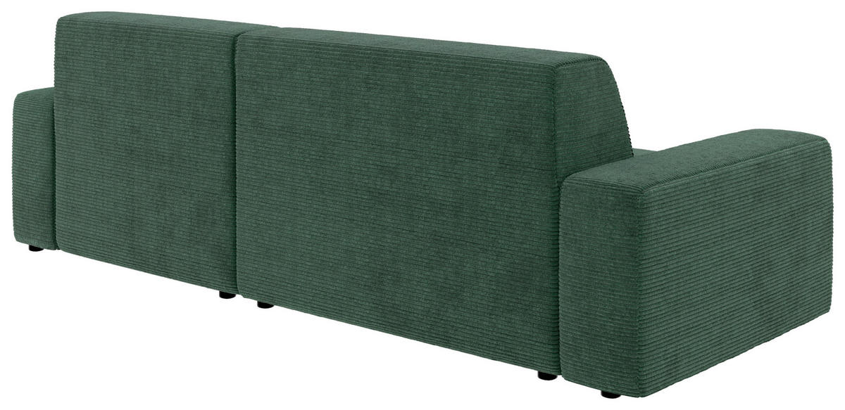 ECKSOFA in Cord Dunkelgrün  - Dunkelgrün/Schwarz, Modern, Kunststoff/Textil (246/162cm) - Trendmanufaktur