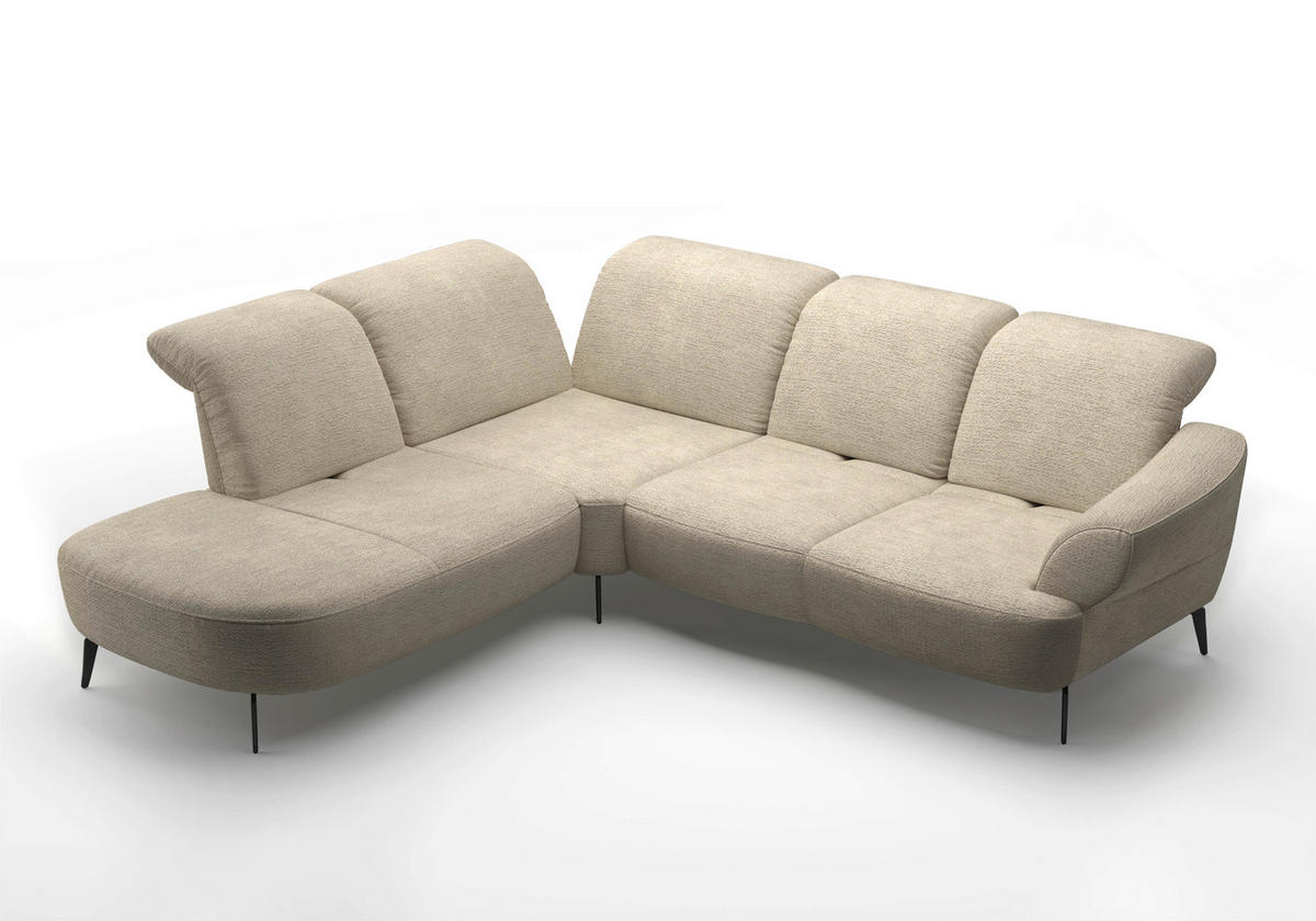 ECKSOFA in Chenille Sandfarben  270/302 cm  - Sandfarben/Schwarz, MODERN, Textil/Metall (270/302cm) - Sit & More