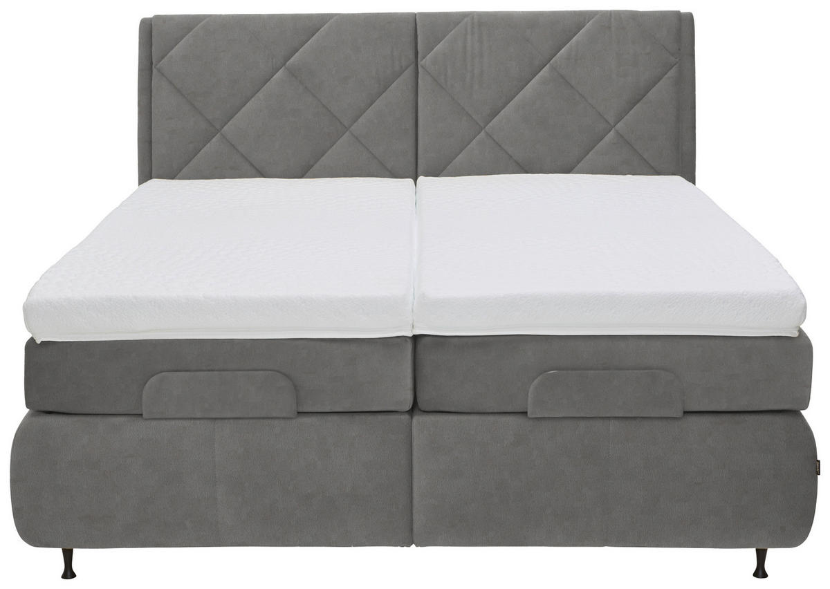BOXSPRINGBETT 180/200 cm  in Grau  - Schwarz/Grau, Konventionell, Textil/Metall (180/200cm) - Dieter Knoll