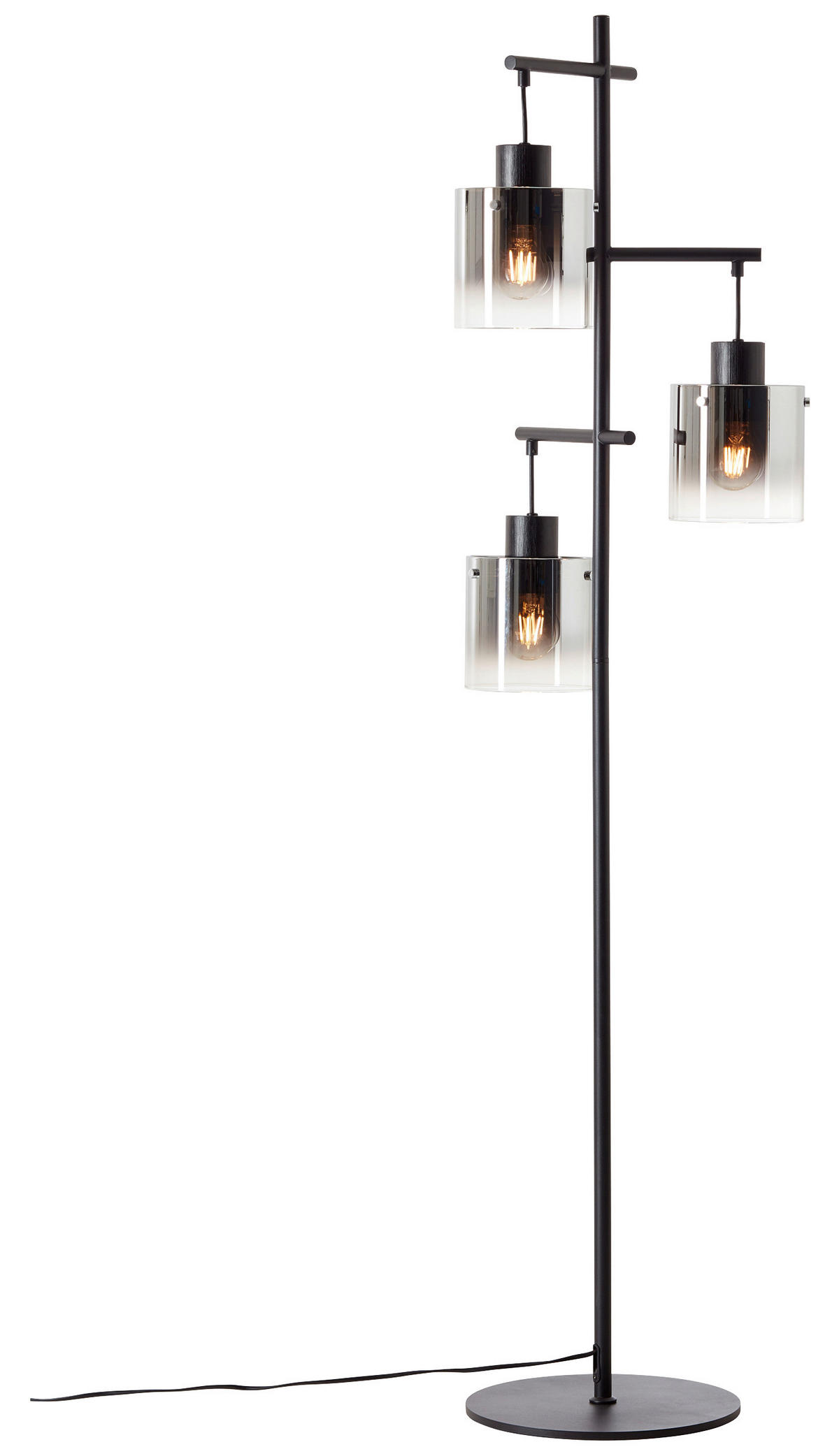 STOJACIA LAMPA, 46/152 cm  - čierna/sivá, Design, kov/sklo (46/152cm) - Dieter Knoll