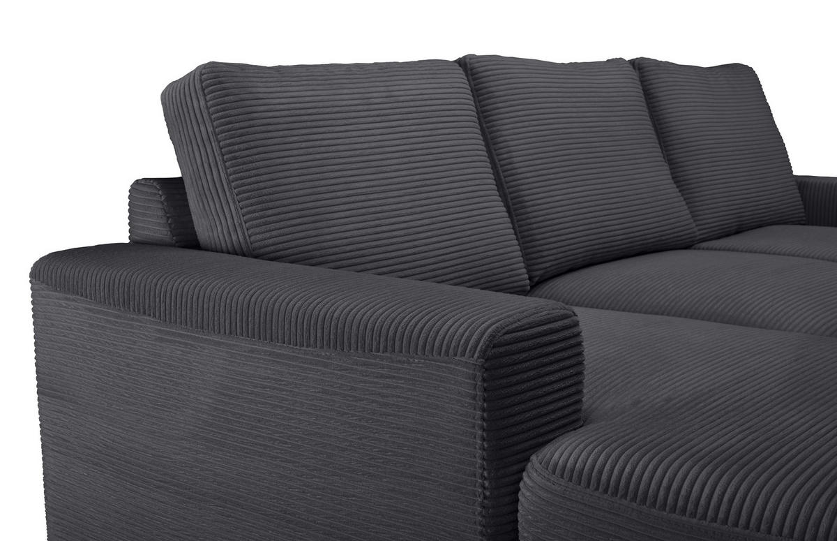ECKSOFA Anthrazit Cord  - Anthrazit/Schwarz, KONVENTIONELL, Textil/Metall (150/240cm) - Carryhome