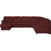 WOHNLANDSCHAFT Echtleder Brombeere  - Brombeere/Alufarben, Konventionell, Leder/Metall (165/329/239cm) - Beldomo Premium