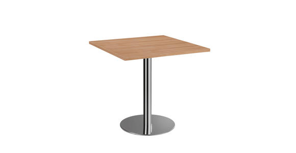 KONFERENZTISCH 80/80/75,5 cm  - Chromfarben/Nussbaumfarben, KONVENTIONELL, Holzwerkstoff/Metall (80/80/75,5cm) - Venda