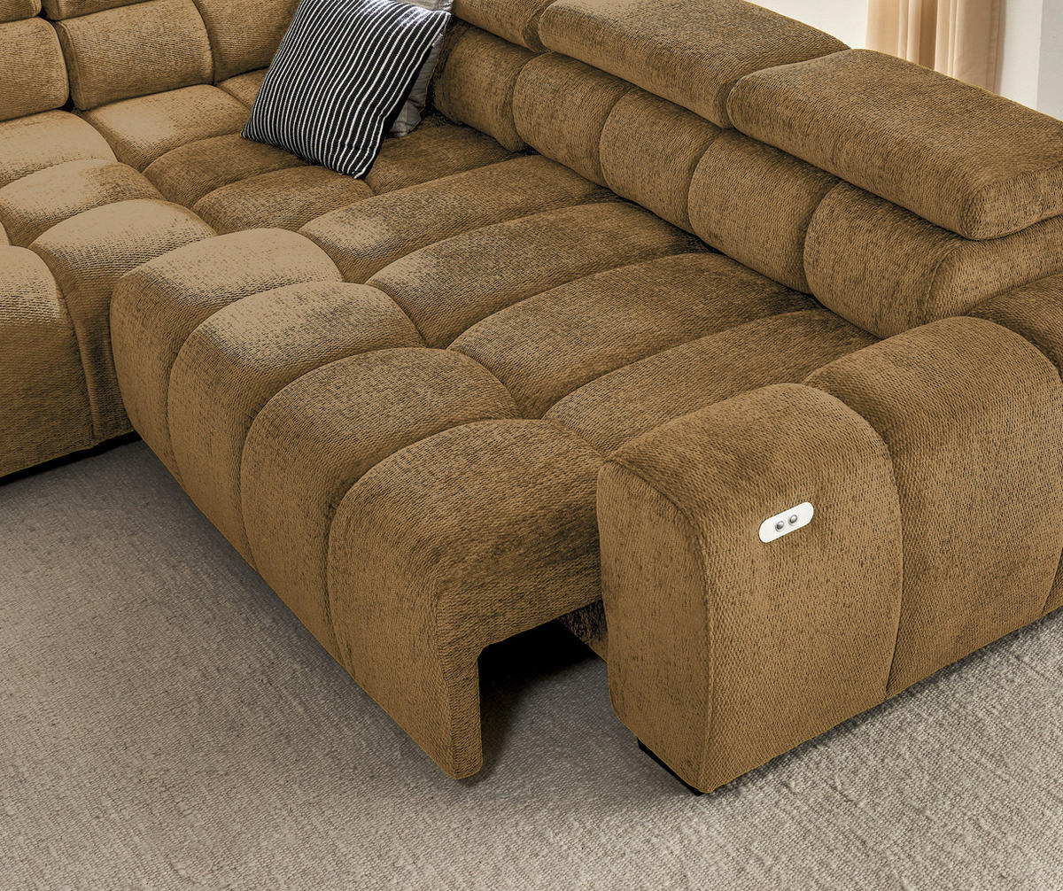 ECKSOFA inkl. Funktionen Senfgelb Webstoff  - Senfgelb/Schwarz, MODERN, Kunststoff/Textil (205/297cm) - Welnova