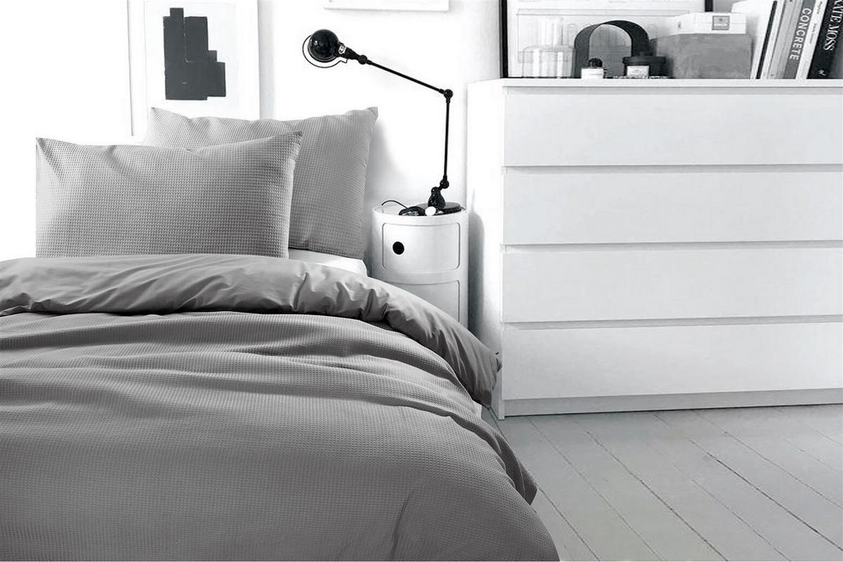 BETTWÄSCHE 2-teilig Flachgewebe 140/200 cm  - Anthrazit, Basics, Textil (140/200cm) - Kayoom