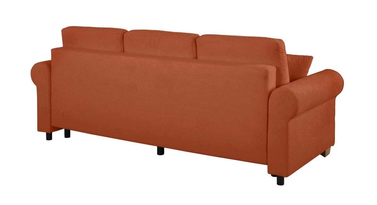SCHLAFSOFA in Bouclé Rostfarben  - Rostfarben/Buchefarben, Design, Holz/Textil (240/94/98cm) - MID.YOU
