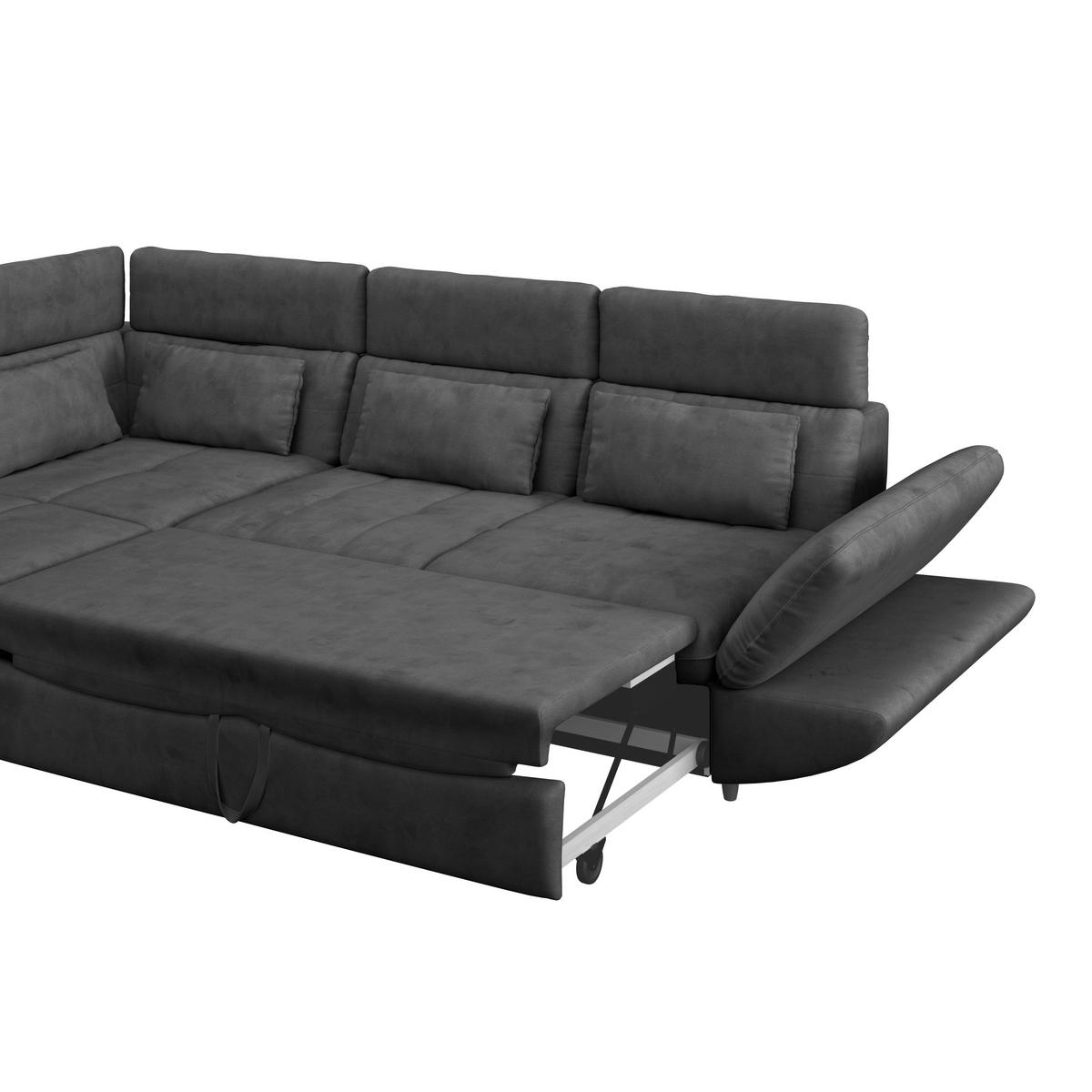 WOHNLANDSCHAFT Anthrazit Mikrofaser  - Anthrazit/Schwarz, MODERN, Kunststoff/Textil (311/233cm) - MID.YOU