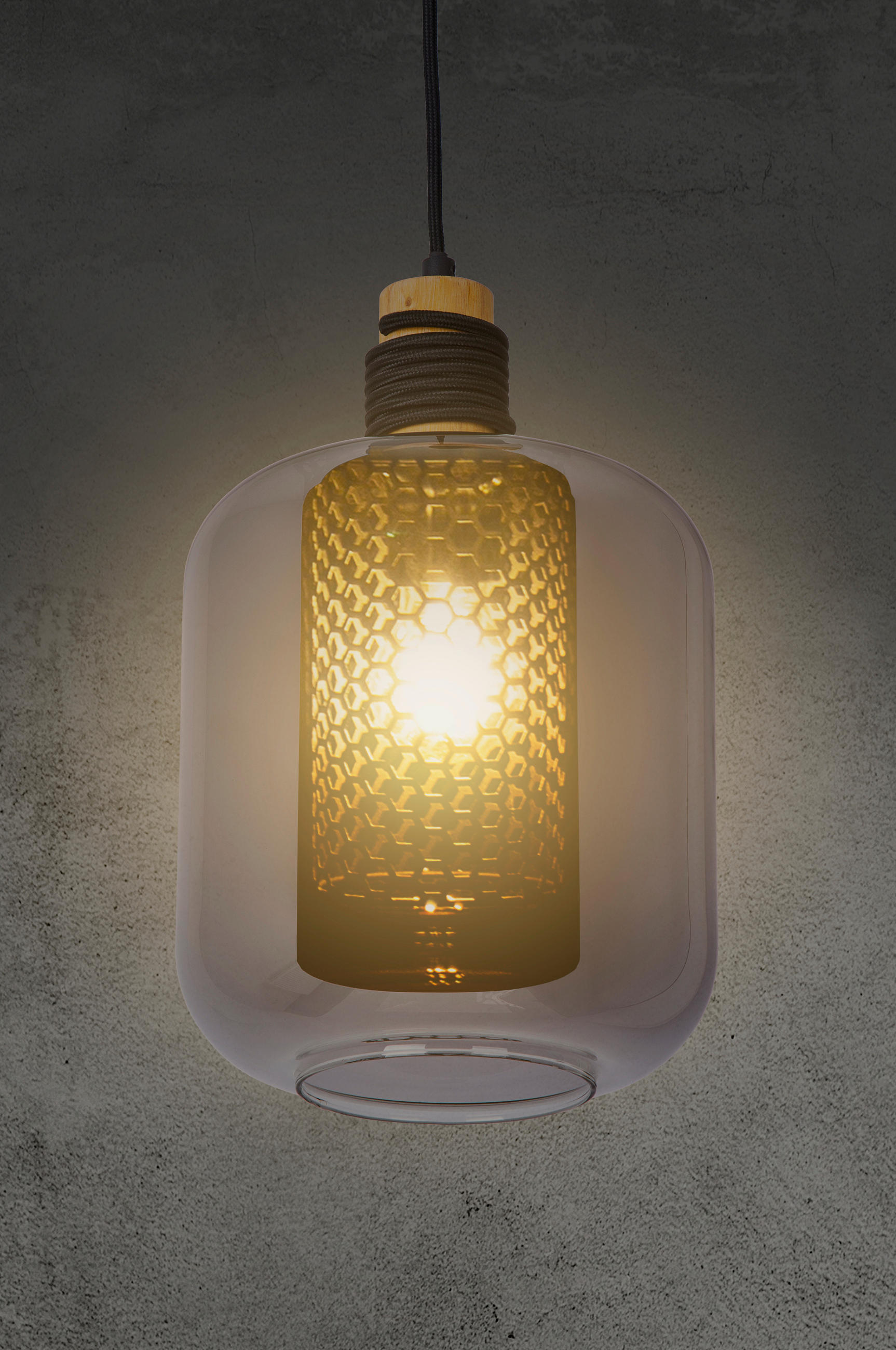 HÄNGELEUCHTE 20/20/30,5 cm  - Grau, Design, Glas (20/20/30,5cm) - Globo