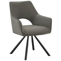 ARMLEHNSTUHL  in Eisen Webstoff  - Hellgrau/Schwarz, Design, Textil/Metall (60/85/63cm) - Hom`in
