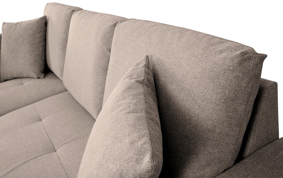 ECKSOFA LUKAS Hellbraun Struktur Zierkissen, Bettkasten  - Hellbraun, Trend, Textil (158/239cm) - P & B