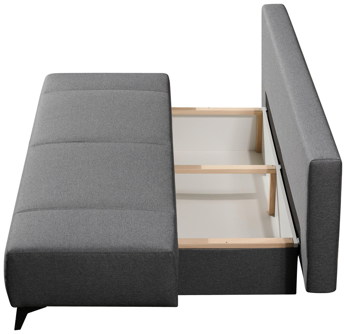 SCHLAFSOFA Flachgewebe Grau  - Hellgrau/Schwarz, MODERN, Textil/Metall (197/88/89cm) - Novel