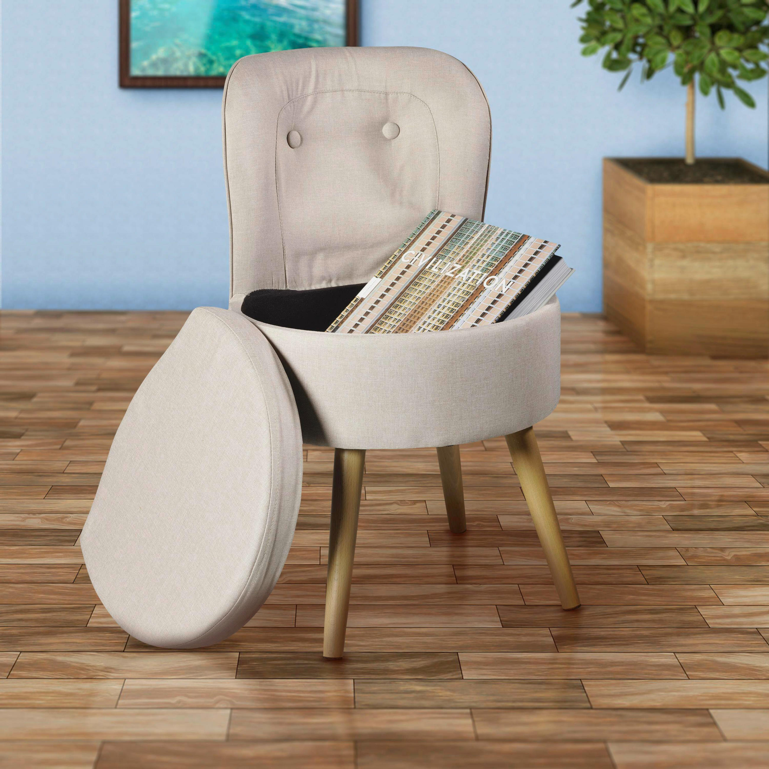 SESSEL in Struktur, gesteppt Grau  - Naturfarben/Grau, Design, Holz/Textil (42/71/42cm) - Echtwerk