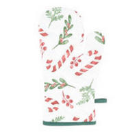 EDÉNYFOGÓ KESZTYŰ krémszínű, zöld, piros  - krémszínű/piros, Basics, textil (17/30cm) - X-Mas