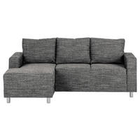 ECKSOFA in Struktur Schwarz  - Chromfarben/Schwarz, Design, Textil/Metall (144/200cm) - MID.YOU