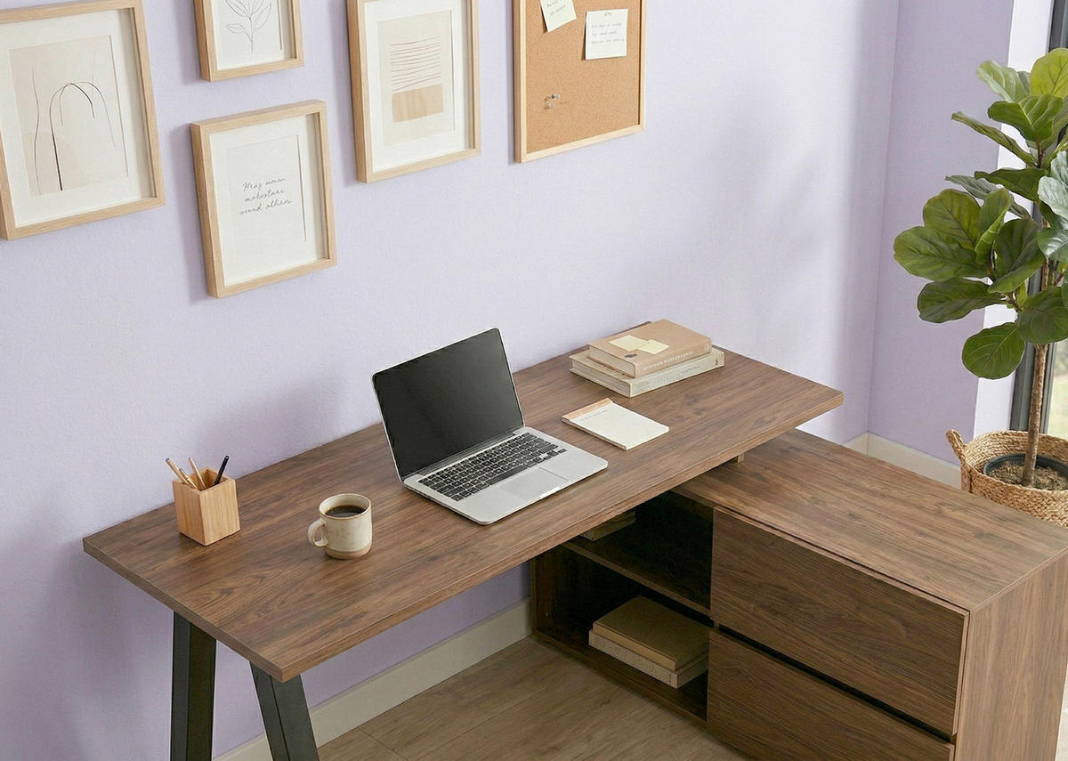 ECKSCHREIBTISCH 140/110/76 cm Schwarz, Walnussfarben Stauraum, seitenverkehrt montierbar  - Walnussfarben/Schwarz, Design, Holzwerkstoff (140/110/76cm) - MID.YOU