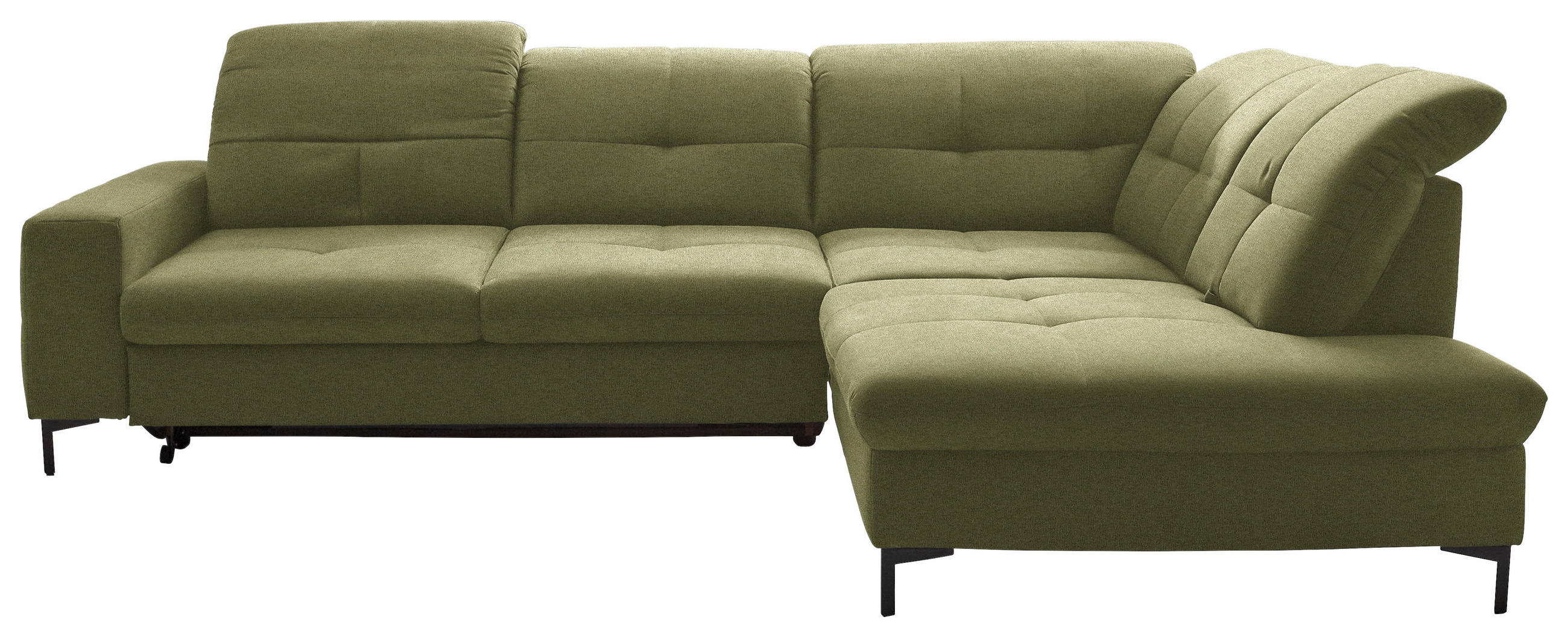 ECKSOFA in Chenille Olivgrün  - Schwarz/Olivgrün, Design, Textil/Metall (310/240cm) - Xora