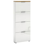 SCHUHKIPPER - Eichefarben/Weiß Hochglanz, Design, Holzwerkstoff/Kunststoff (65/162/19cm) - Xora