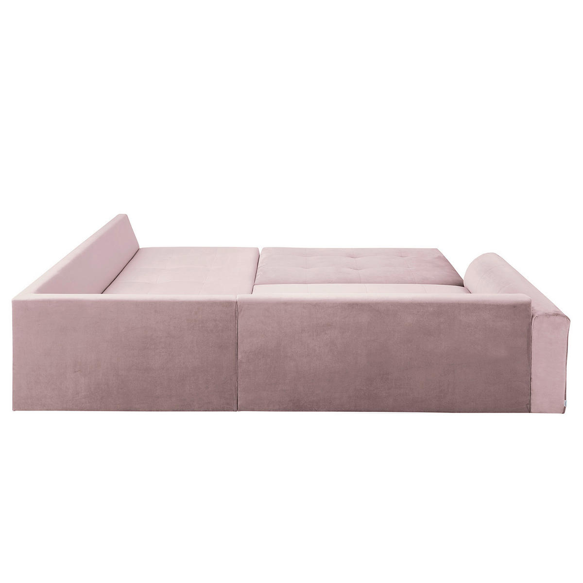 ECKSOFA inkl. Hocker Ariella Rosa Samt Rückenkissen, Hocker  - Naturfarben/Rosa, Design, Holz/Textil (231/161cm) - Livetastic
