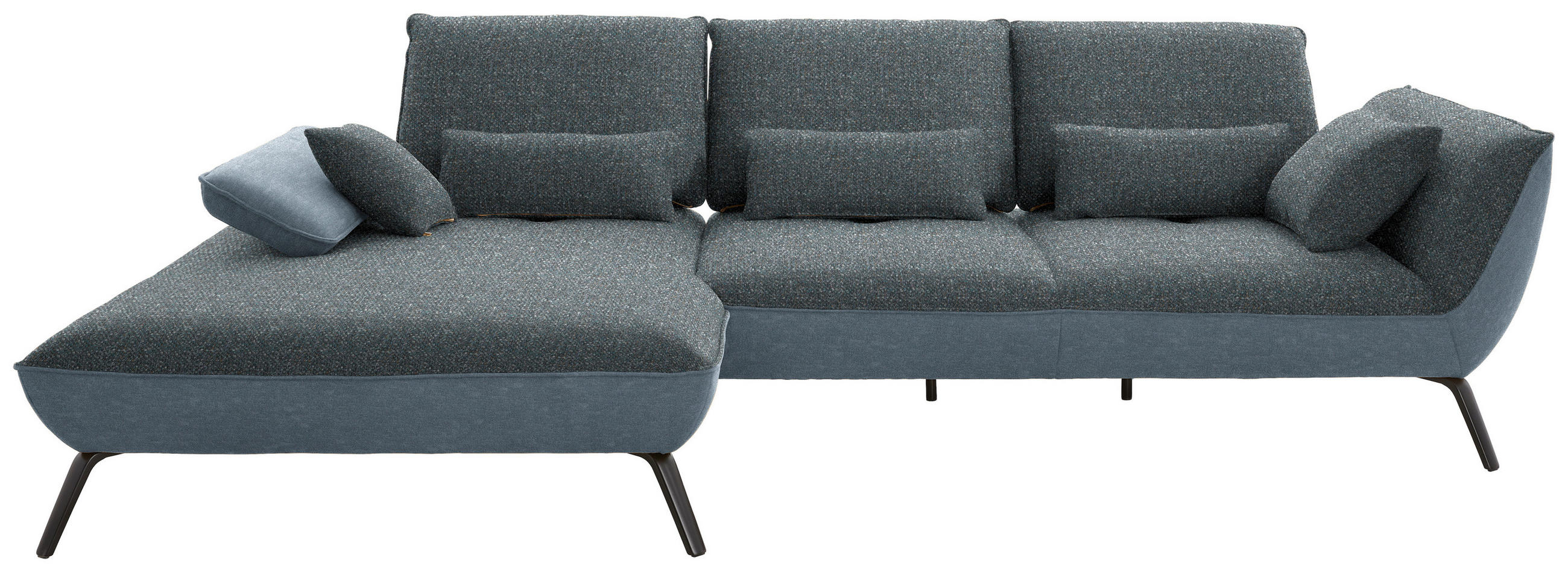 ECKSOFA in Flachgewebe Blaugrau - Blaugrau/Schwarz, Design, Textil/Metall (191/301cm) - Moderano