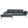ECKSOFA in Flachgewebe Blaugrau  - Blaugrau/Schwarz, Design, Textil/Metall (191/301cm) - Moderano